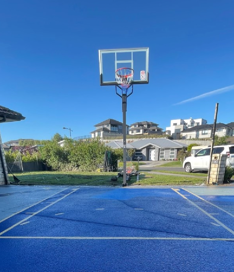 In-Ground Basketball Hoop In Backyard Photo